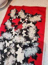 Vintage Vera Silk Scaft Red Black White Maple Leaves