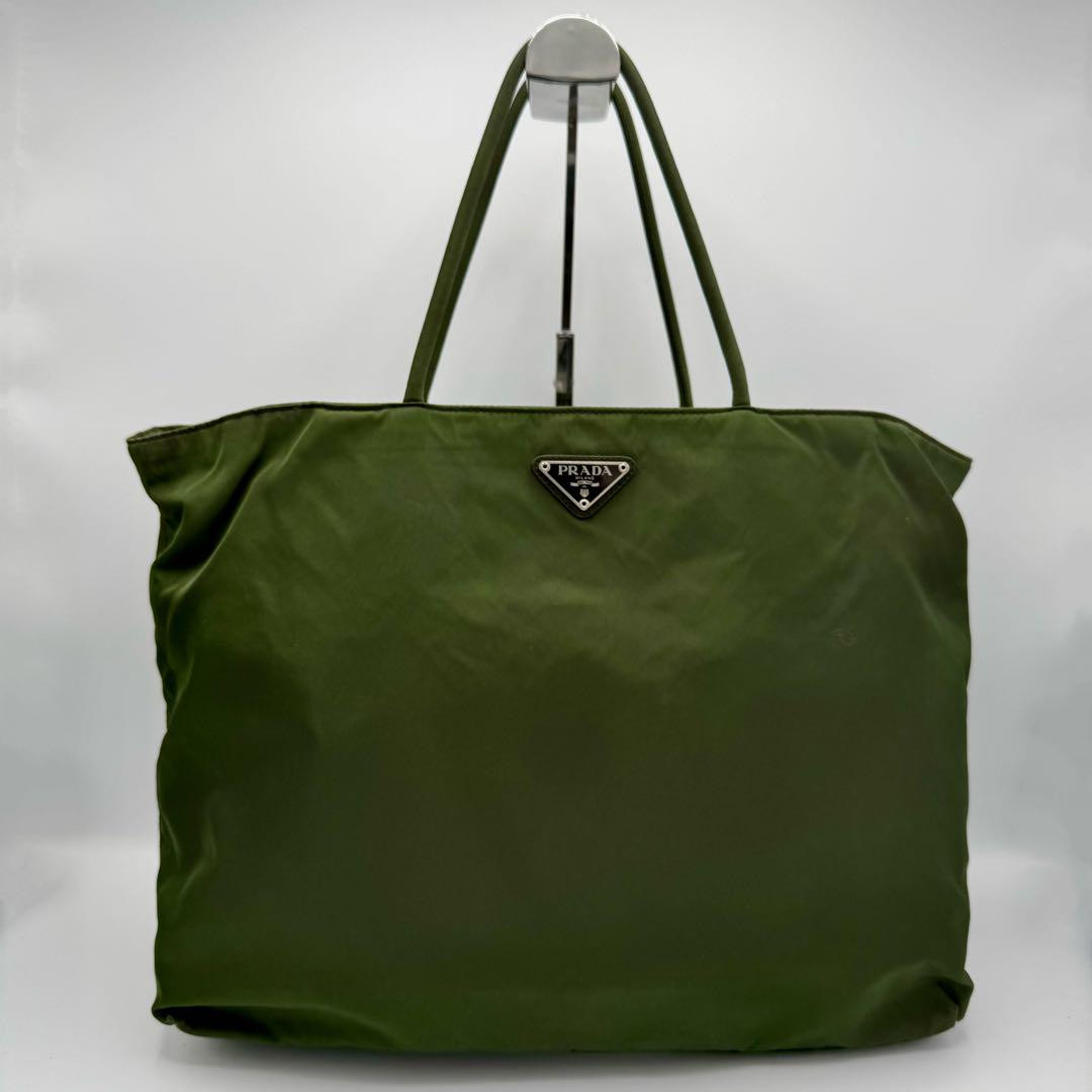 PRADA Nylon Shoulder Bag Tote Bag Auth Green Medium Women