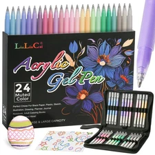 LIUILUCAI 24 Deep Colors Acrylic Gel Pens for Black Paper, Large Capacity 3D ...