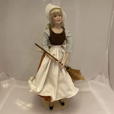 Franklin Meant Heirloom Porcelain Cinderella Doll In Maid Outfit.