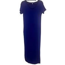 Uniqlo Crew Neck Casual Maxi Dress Stretch Long Dress Size Small Blue Black