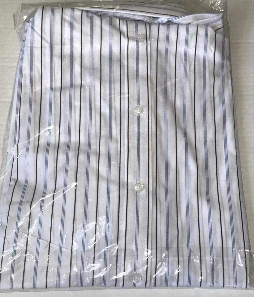 Camisa uniforme masculina manga longa listras brancas e azuis Fourmy By Cintas tamanho 19 34-35" - Imagem 4 de 4