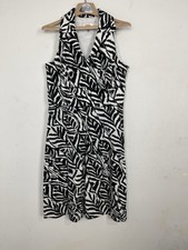 Talbots Women Shirt Dress 12 Halter Travel Resort Floral Poplin Black White