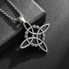 Celtic Witch’s Knot Pendant Necklace Silver Wiccan Pagan Women Jewellery
