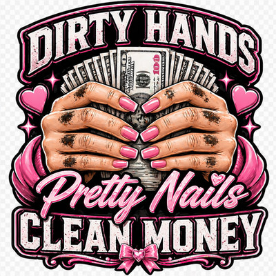 Dirty Hands Clean Money 5  UV DTF Decal Hard Hat Construction Worker Heart