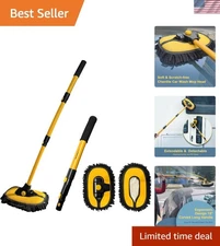 Adjustable & Rotating Car Wash Mop with Curved Handle - Lightweight Cleaning Kit