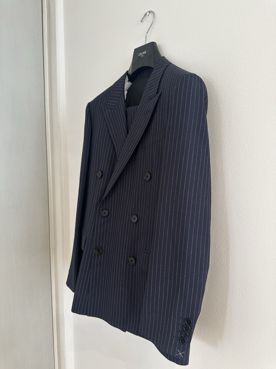 CELINE Hedi Slimane 22SS Suit Double Breasted Navy Wool