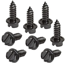 Black License Plate Screws Kit - Set of 8 Fasteners 8 Pack, Zinc Plated 