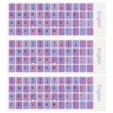 Universal English Keyboard Stickers Deep Purple Background Black Lettering 3Pcs