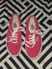 VANS Red/White Low Top Sneaker Canvas Upper Rubber Outsole Lace Up Men's