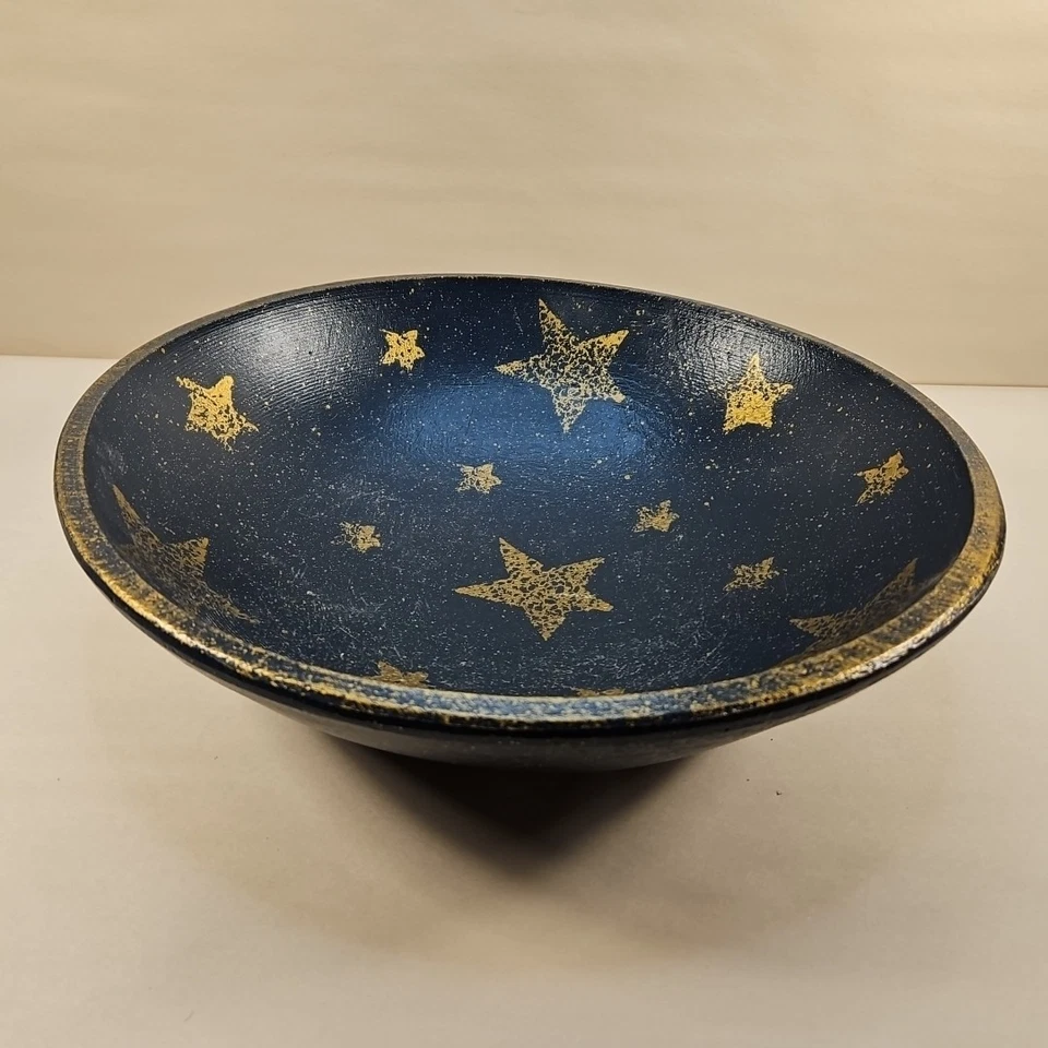 Resina Star Bowl American Cottage Gold & Navy Blue Country Foto 3 de 4
