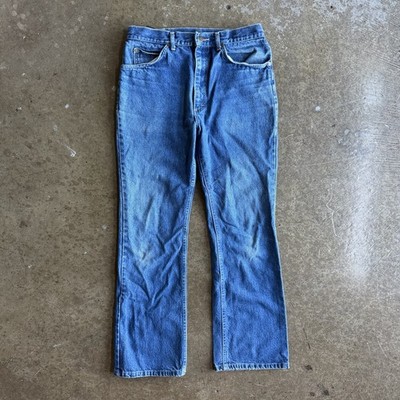 Vintage 70 s Union-Made Lee Talon Zip Bootcut Blue Denim Jeans 201-2547 31x30