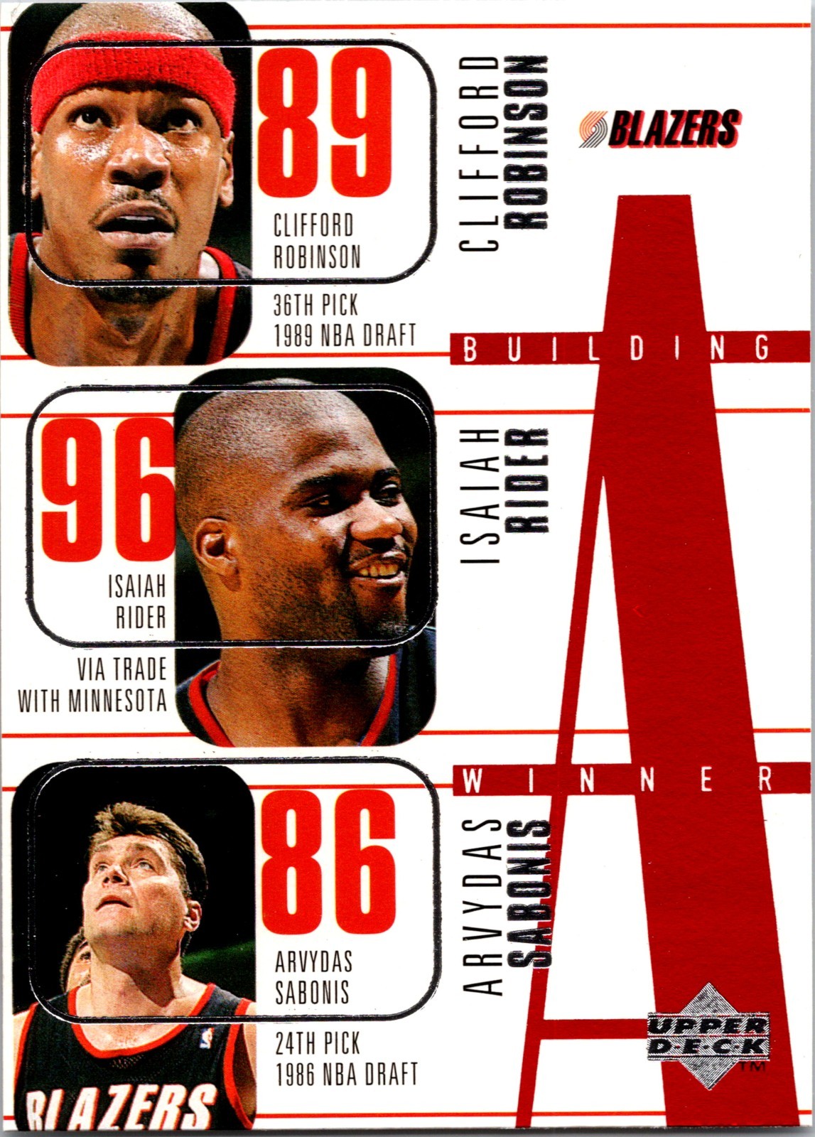 1996-97 Upper Deck Rasheed Wallace, Kenny Anderson, Arvydas Sabonis #157