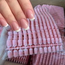 120Pcs Short Square Coffin French Fake Nails ...