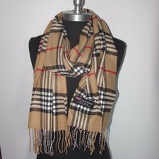 Echarpe  homme 100 % cachemire d'Ecosse plaid top qualité fond BEIGE camel