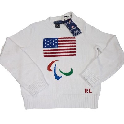 Team USA Polo by Ralph Lauren white sweater with US flag and