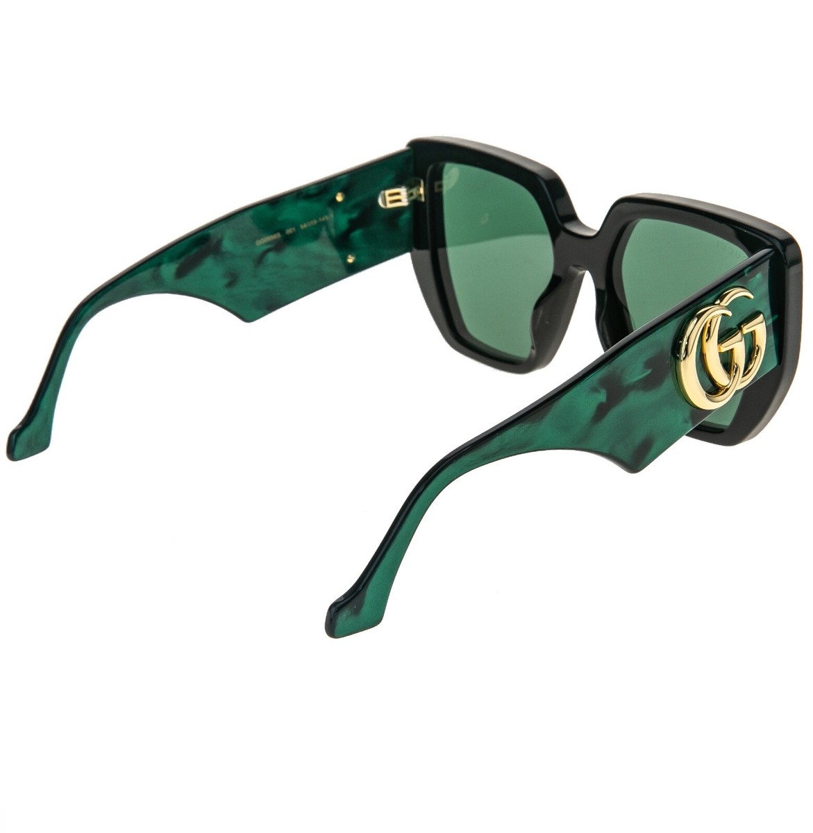 GUCCI 0956 Black Green Marble 001 Logo Chunky Sunglasses  display picture 1