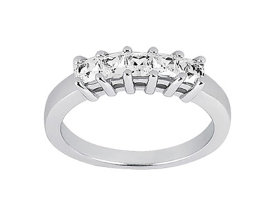 5Stone 0.70ct Diamond Wedding Ring 10k White Gold Princess I