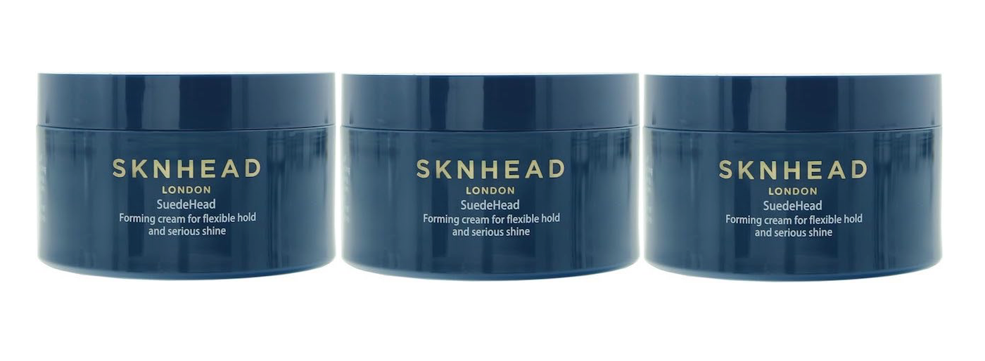 3 PACK SKNHEAD LONDON SUEDE HEAD FORMING HAIR CREAM FLEXIBLE HOLD SHINE FOR MEN