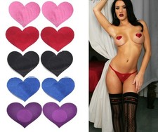 women's self adhesive nipple covers breast pasties heart shape black red pink