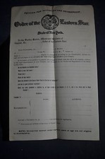 Ca 1910 Petition for Initiation and Membership Order Eastern Star 