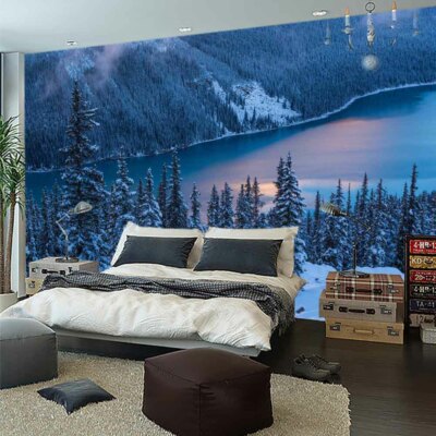 Snow River Trees Full Wall Mural Photo Wallpaper Printing 3D Decor Kid Home
