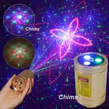 Chims Mini Laser Light Portable Cordless RGB 30 Gobo DJ Music Party Xmas Camping