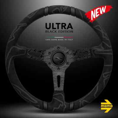 MOMO Ultra 350mm Steering Wheel - Black Edition Microfibre
