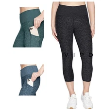 Kirkland Signature Ladies Brushed Capri Leggings Size S Stretch Side Pockets