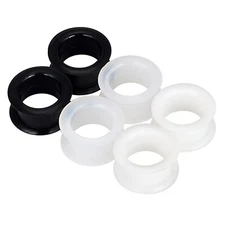 6PCS Silicone Ear Plugs Double Flared Flesh Tunnels Black/White/Clear Ear Gauges