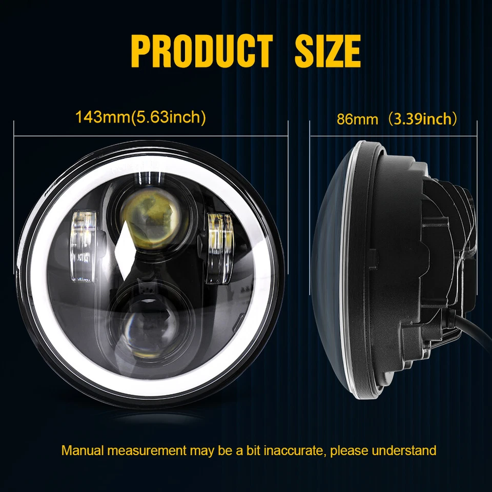 Faros LED redondos Halo DRL aptos para Buick Riviera 1963-1974 4 piezas 5 3/4" 5,75 pulgadas Foto 3 de 4