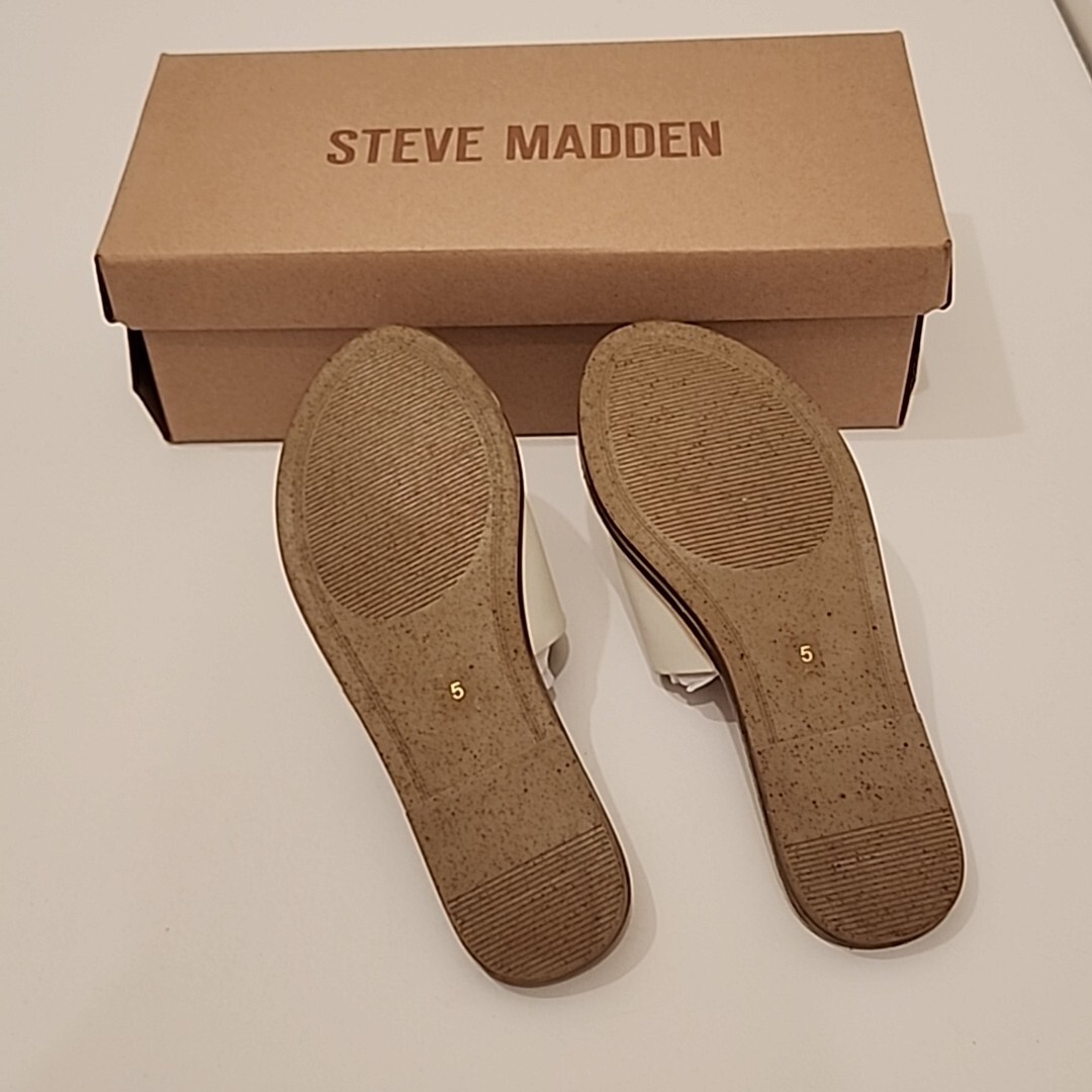 Steve Madden Grace Slide Sandals, White Leather, Women's 5 New In