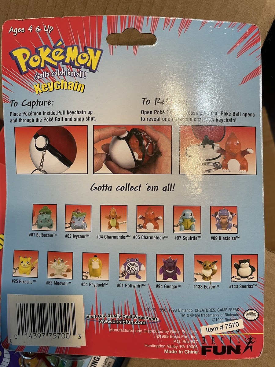 Pokemon Vintage Psyduck Pokeball Keychain New Sealed 1999 Basic
