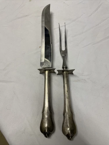 Vintage Wallace Silver Company Sterling Handle Carving Set Fork Knife Sn23934