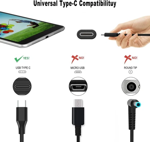 45W Blue Tip USB C Chromebook Charger for HP, Dell, Lenovo, Acer, Asus Samsung - Picture 3 of 13