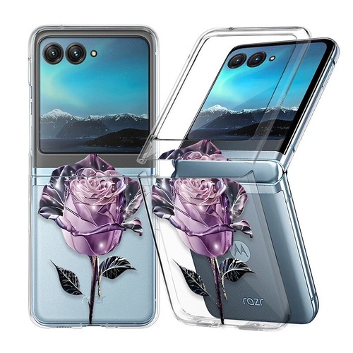 Case For Motorola Razr 40/40 Ultra ShockProof Glitter Rose Clear Slim Hard Cover - Picture 3 of 20