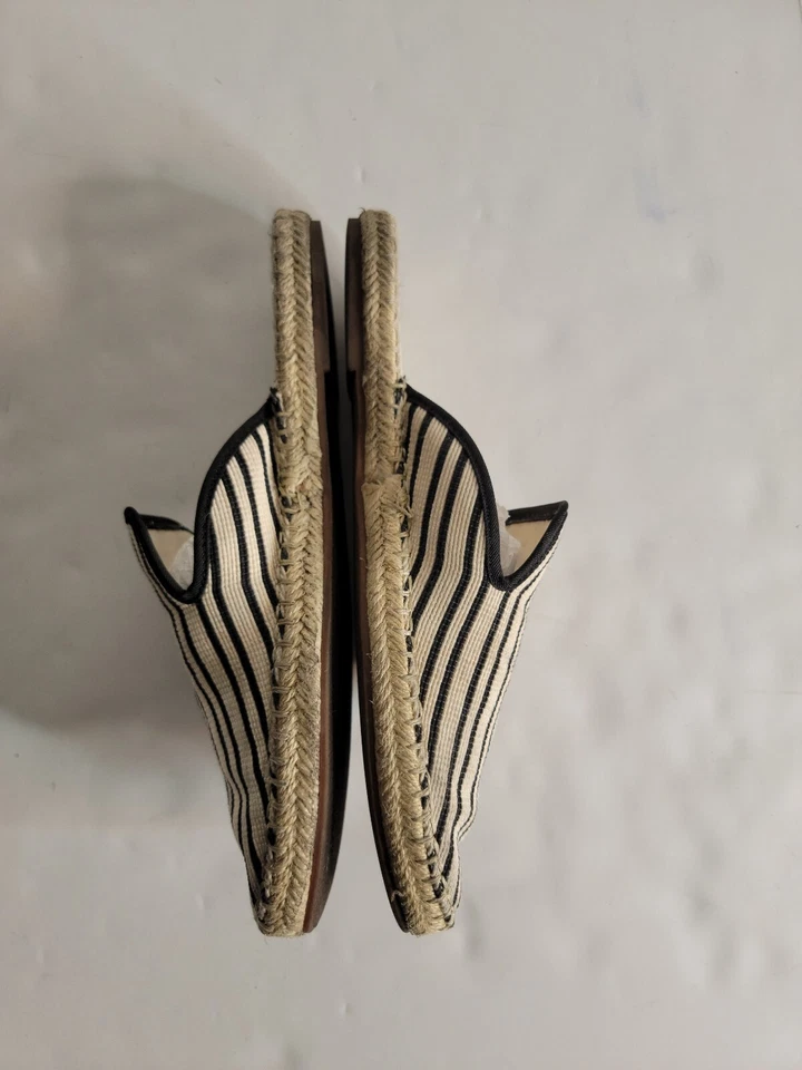 Zara Slip On Fabric Clogs Womens Sz 38 7-7.5 Stripes Espadrilles Mules - Image 4 of 4