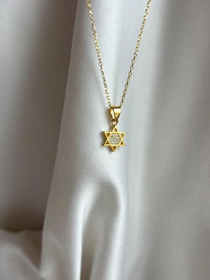 Tiny Star Moissanite Pendant, Gift for her Gold Plated 925 Silver Pendant