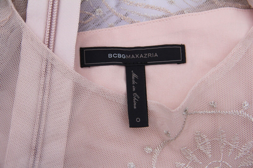 $500 BCBGMaxazria BARE PINK Embroidered Maxi Bridesmaid Gown Party Dress Sz 0 - Picture 12 of 18
