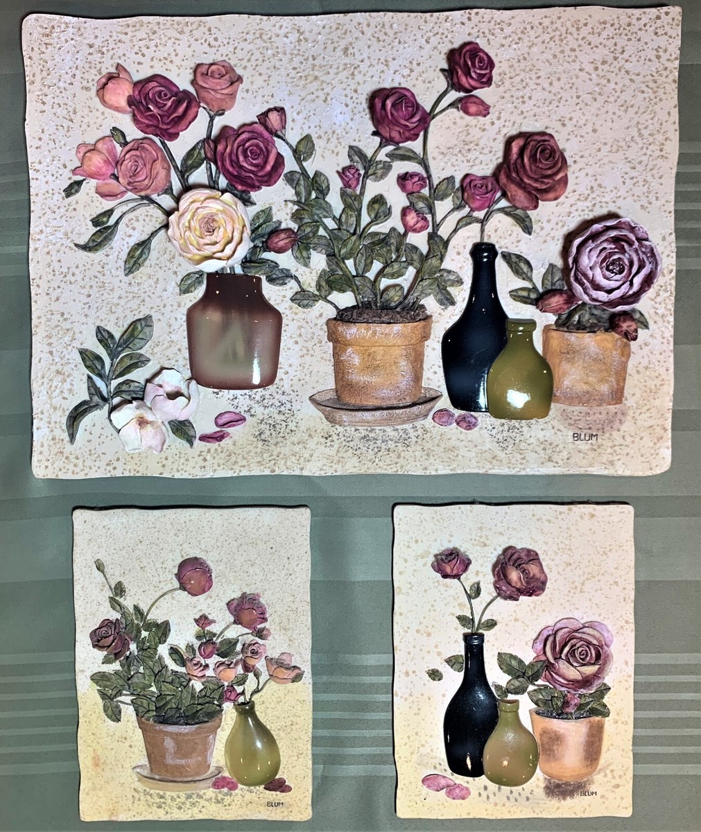 チューリップと蜜蜂のウォールプレート　壁掛け／Cheri Blumヴィンテージ チューリップと蜜蜂のウォールプレート 壁掛け／Cheri Blum