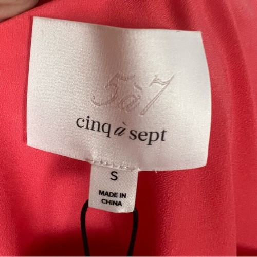 Cinq a Sept Un Hombro Satinado Seda Neón Coral Asimétrico Top Talla Pequeña - Imagen 5 de 8