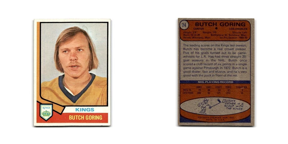1974 Topps Butch Goring Los Angeles Kings #74 - Image 3 of 3