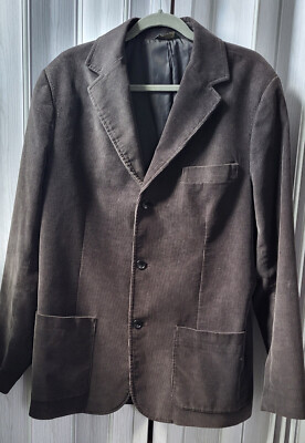 Eddie Bauer Corduroy Dk Green Brown Mens 4 Button Blazer Sport Coat Jacket L **