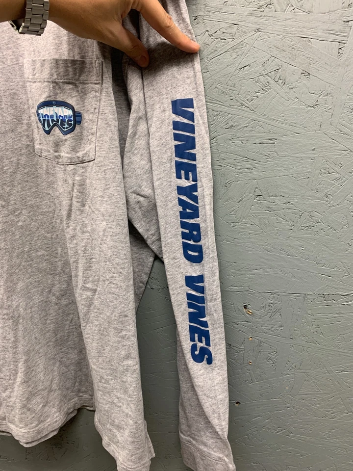 Vineyard Vines T-Shirt Men’s 2XB Gray Long Sleeve Pocket Cotton Whale Logo - Image 4 of 4