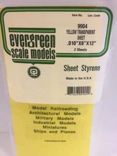 Evergreen Scale Models 9904 Yellow Transparent Sheet Styrene, 6X12X.010, 2 Piece