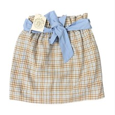 The Beaufort Bonnet Company Beasley Bow Skirt Blue Tan Woven Yarn Girl s Size 10