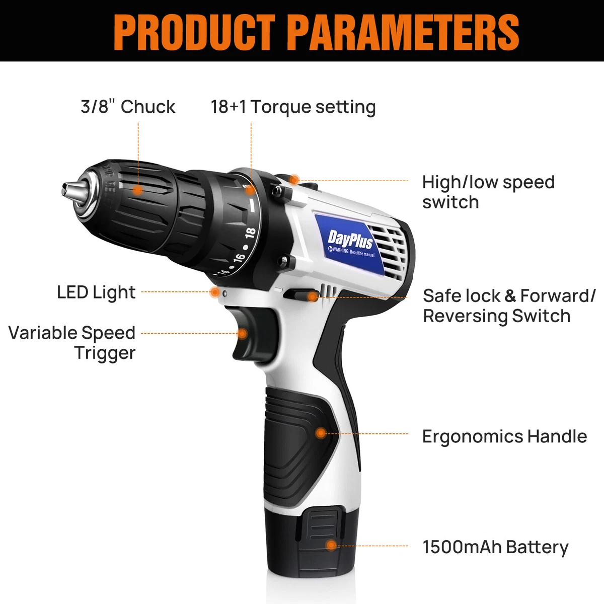 12v/16.8v/21v Electric Drill Cordless Screwdriver Lithium One