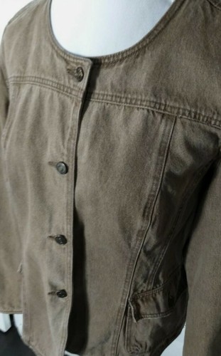 jeanology Woman's Sz 18 Lt Brown Denim Jean Jacket S4 - Picture 3 of 13