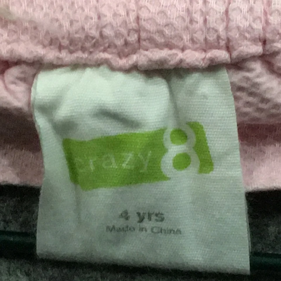 Pantalones capri Crazy 8 Girls 4 rosa texturizado dobladillo festoneado 100 % algodón Foto 3 de 4