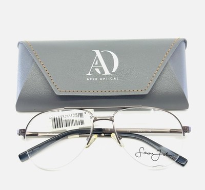 SEAN JOHN SJO5111 045 Gunmetal Unisex Aviator Half Rim Eyeglasses 57-17-145 B:47